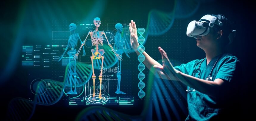 Digital,Healthcare,And,Medical,Remote,Doctor,Technology,Concept,Ai,Metaverse Artificial intelligence analyzing medical diagnostics data for healthcare applications