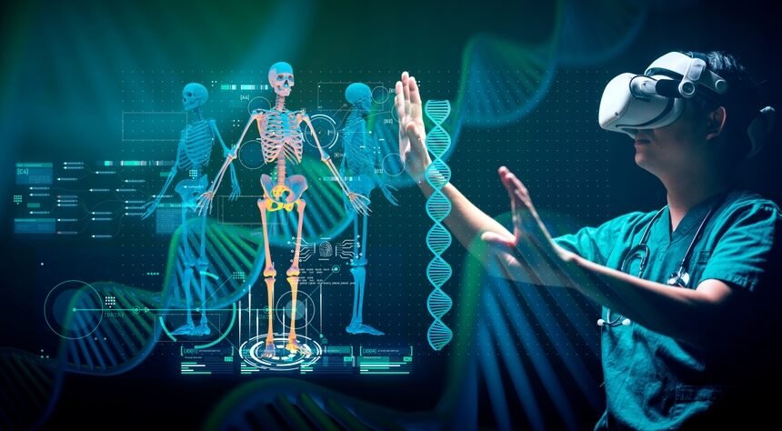 Digital,Healthcare,And,Medical,Remote,Doctor,Technology,Concept,Ai,Metaverse Artificial intelligence analyzing medical diagnostics data for healthcare applications