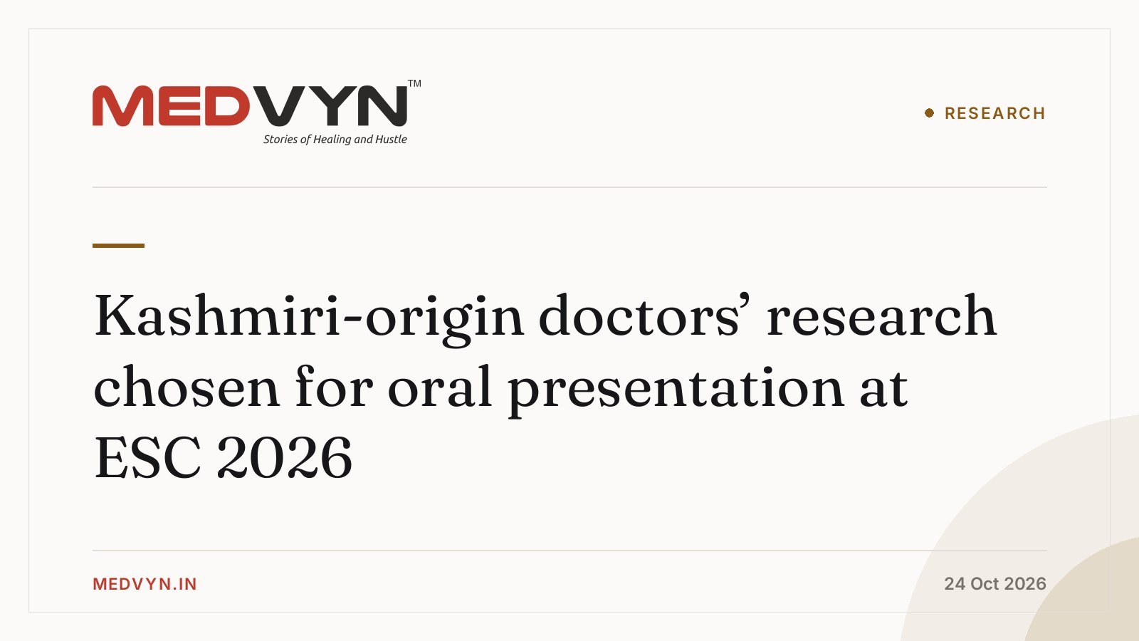 Kashmiri-origin doctors’ research chosen for oral presentation at ESC 2026