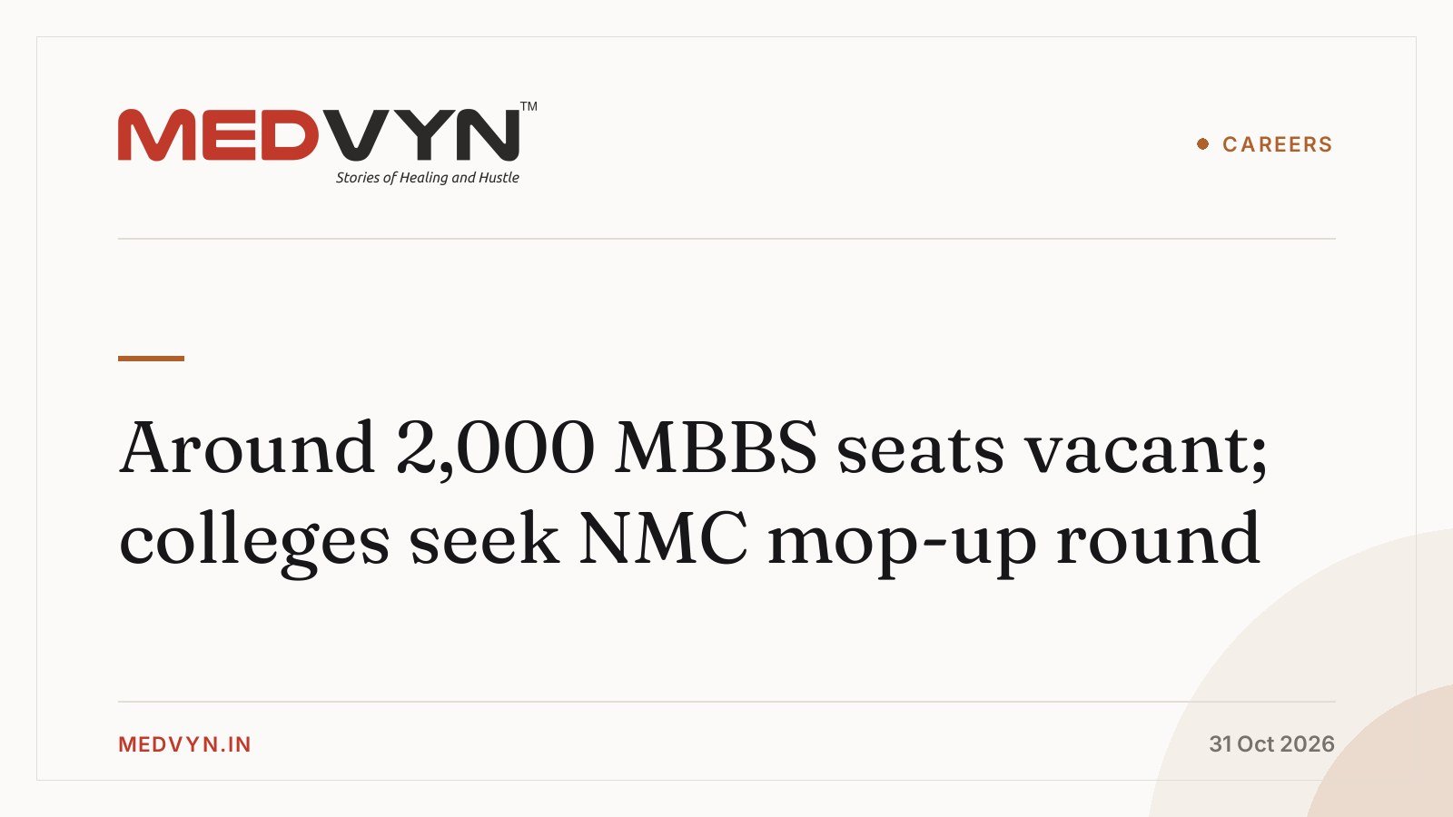 Around 2,000 MBBS seats vacant; colleges seek NMC mop-up round